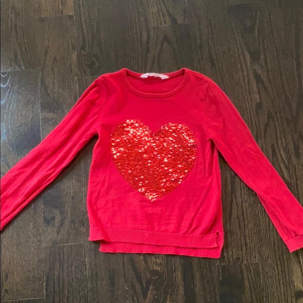 Girls’ red flip sequin sweater